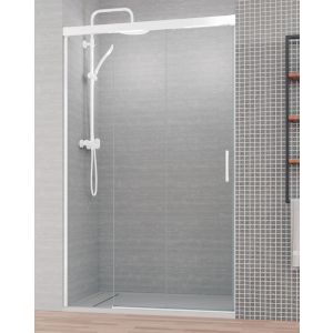 Ecrã do duche frontal 3 vidros | branco 110cm (adaptável 105,1-110cm)