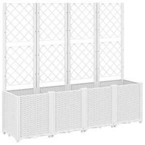 vidaXL jardinera con enrejado pp blanco 160x40x140 cm