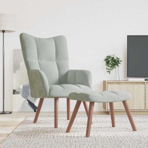 Cadeira de descanso com banco veludo cinzento-claro ewg7809