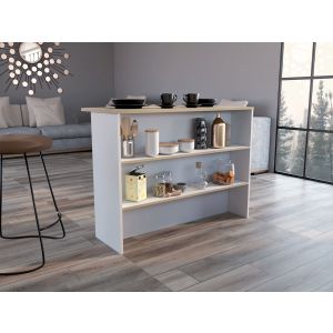 Fendi kitchen bar, com três prateleiras mel / branco