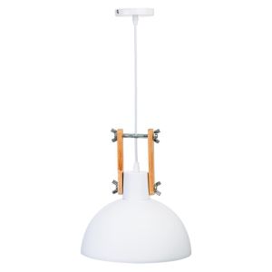 Candeeiro de teto branco madeira e metal 25x25x32