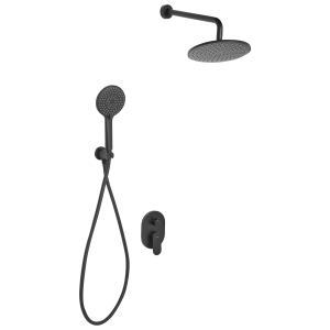 Conjunto de duche embutido com chuveiro de efeito chuva tinguiririca preto
