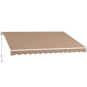 Toldo manual 350x250 cm tecido poliéster, alumínio e ferro color marrón