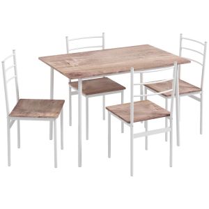 Conjunto de refeição 110x70x75 cm mdf e aço color blanco Homcom