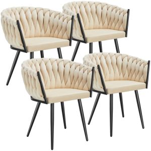 4 cadeiras de sala de jantar de terciopelo, anudado 60,5x55x75 cm arena