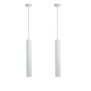 Conjunto 2 luminárias brancas tubo minimalista gu10, 40cm ajustável