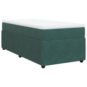 vidaXL cama box spring con colchón terciopelo verde oscuro 90x200 cm