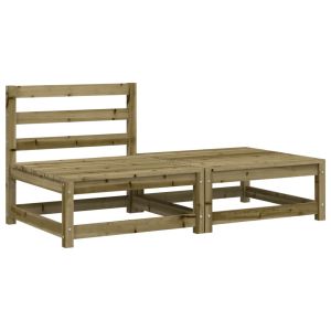 vidaXL sofá de jardín sin reposabrazos con reposapiés madera de pino