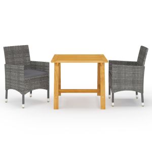 vidaXL juego de comedor de jardín de 3 piezas gris