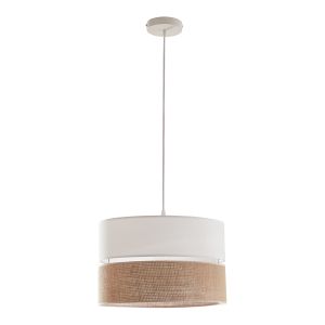 Candeeiro suspenso barton 1 x E27 com abajur duplo branco/linho [lux.pro]