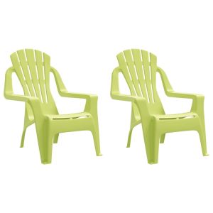 Cadeiras de jardim infantis 2 pcs pp aspeto de madeira verde