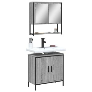 2 pcs conjunto móveis wc derivados de madeira sonoma cinza