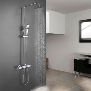 Kibath coluna termostática extra longa cold touch quadrado 100-150cm cromad