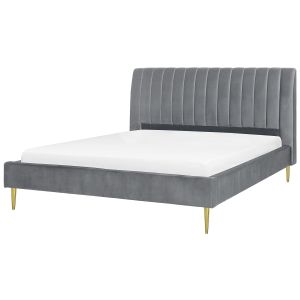 Cama veludo marville 180 x 200 cm cinzento