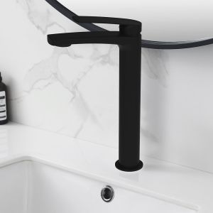 Kibath torneira lavatório alta dak com uma única pega em latão preto