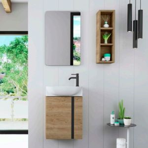 Móvel de banho versa reduzido 22 cm carvalho+lavatório e puxador preto