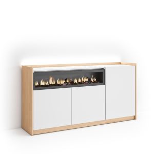 Aparador sala de jantar, 156x37x80cm, lareira eléctrica, LED rf4924