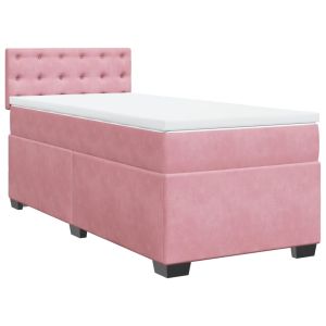 vidaXL cama box spring con colchón terciopelo rosa 80x200 cm