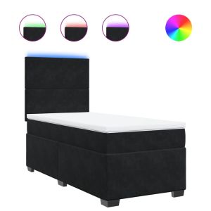 vidaXL cama box spring con colchón terciopelo negro 90x200 cm