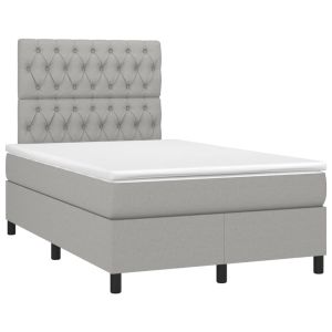 vidaXL cama box spring con colchón tela gris claro 120x190 cm