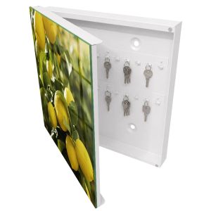 Caixa para chaves decorativa 30x30x5, abertura à esquerda branca