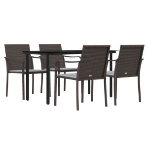 vidaXL juego comedor jardín 5 piezas y cojines ratán sintético y acero