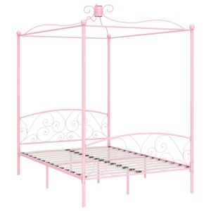 vidaXL estructura cama con dosel sin colchón metal rosa 140x200 cm
