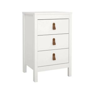 Comodino lombardia, 3 gavetas, madeira nobilitada branca 44x38x70h cm