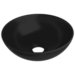 Lavatório de casa de banho redondo cerâmica preto mate