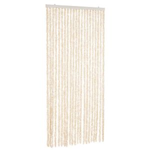Cortina anti-insetos 90x220 cm chenille bege e branco