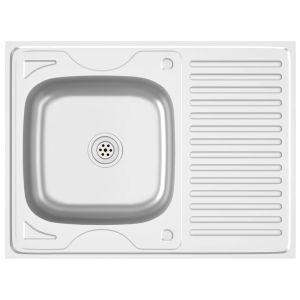 Lava-louça cozinha + escorredor 800x600x155mm aço inox prateado