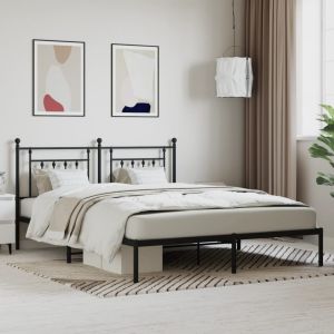 Cama em metal com cabeceira 180x200 cm preto