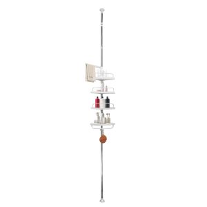 Prateleira telescópica banheiro 276-330 cm – 4 níveis – aço inoxidável