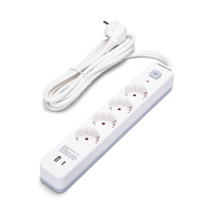 Aigostar régua extensor de 4 tomadas, cabo de 3m, interruptor usb+type c