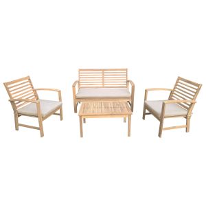 Conjunto de jardim em acácia, 4 lugares