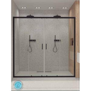 Resguardo de correr f2 frontal-145 cm, perfil preto , vidro 6mm. Antical
