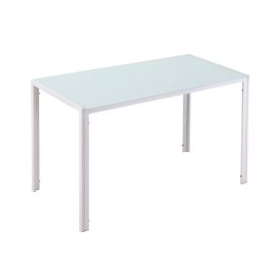 Mesa sala de jantar 120x60x75 cm metal e cristal temperado color blanco