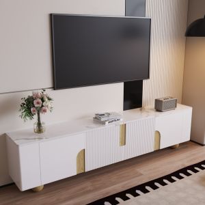 Móvel de tv 4 portas branco e madeira 44x180x40cm