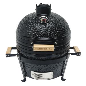 Kamado churrasqueira cerâmica 40.6 cm grelhador com tampa e suporte