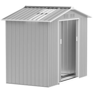 Abrigo de jardim 213x130x185 cm aço color gris Outsunny