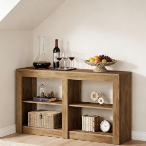 Mesa consola 3 níveis para entrada castanho 85x150x35cm