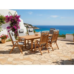 Conjunto de refeição madeira de acácia castanho java premium