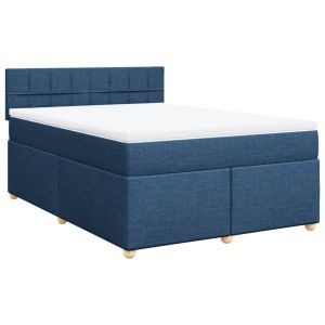 vidaXL cama box spring con colchón tela azul 160x200 cm