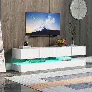 Móvel de tv suspenso com 4 gavetas branco 15x130x33cm