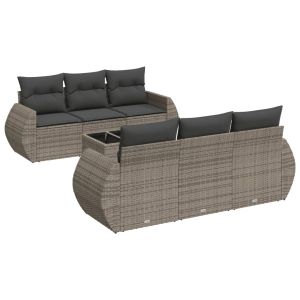 vidaXL set de sofás de jardín 7 piezas con cojines ratán pe gris