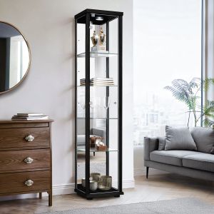 K-möbel vitrine cristal preto 176x37x33 cm com espelho, LED, fechadura