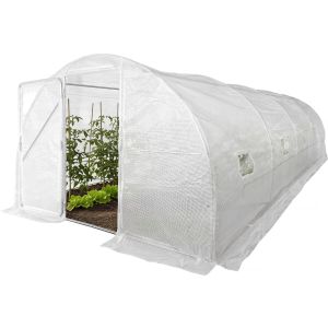 Estufa de jardim tipo túnel "mimosa" com porta - 18 m² - 180 g - branca