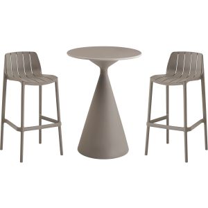 Mesa e cadeiras altas de bistrô empilháveis <<vaena>> - 2 lugares - cinza-e