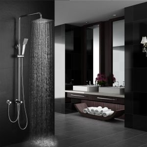 Kibath coluna extra longa sem torneiras quadradas 100-150cm cromada