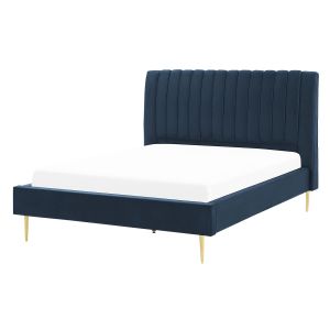 Cama veludo marville 140 x 200 cm azul escuro